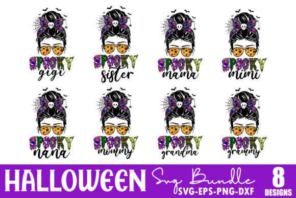 Halloween Messy Bun SVG Bundle